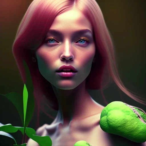 plant girl, digital art, octane render, redshift render,ambient lighting