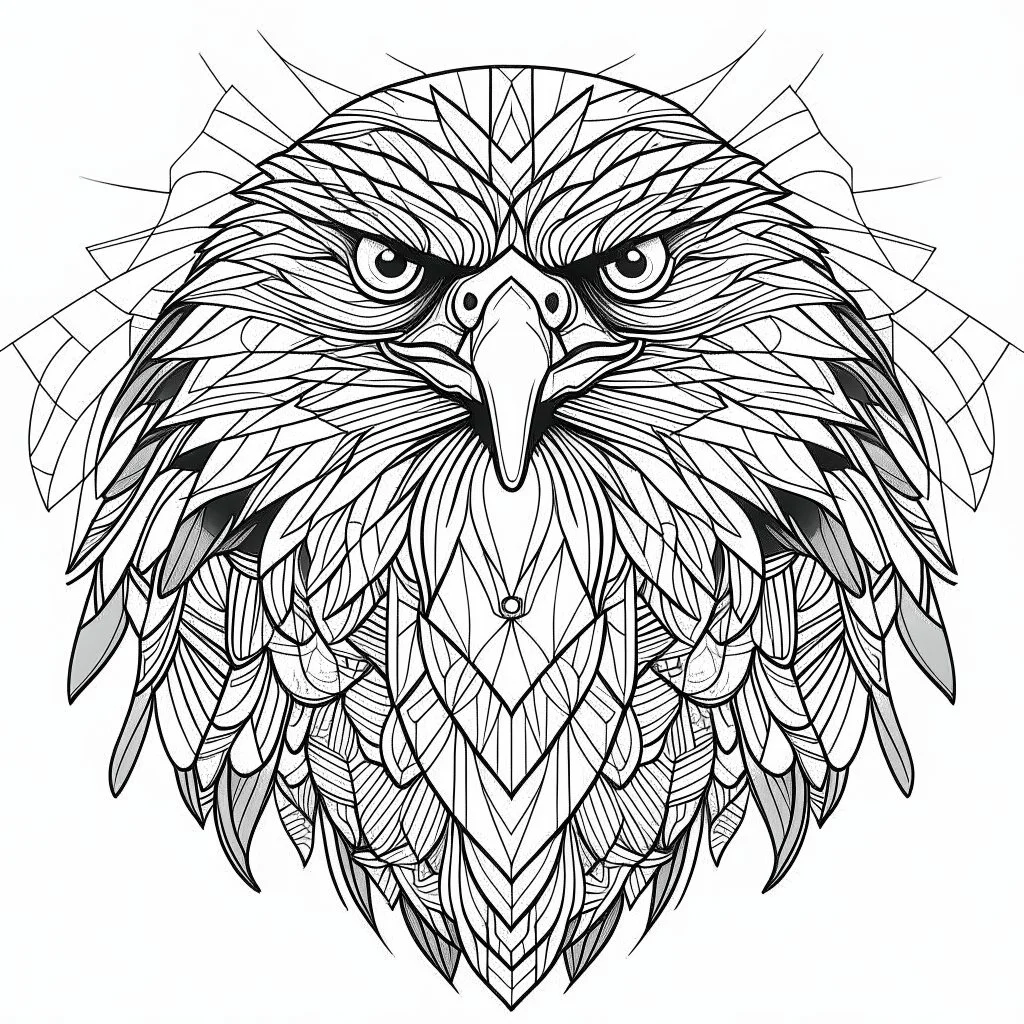 Eagle, mandala, minimal lines, cartoon, white back ground color, real style, realistic, minimalistic, minimal black line art, line art, crisp line art, unique coloring sheet, outlined, outline, crisp, crisp line edges, illustration, thin lines, crisp clear lines, line art, clean line art, unique, 8k, amazing, masterpiece, no colors, no dark color, no black color, avoid thick black, minimalistic line edges, pure white back ground, image character full fit to page,