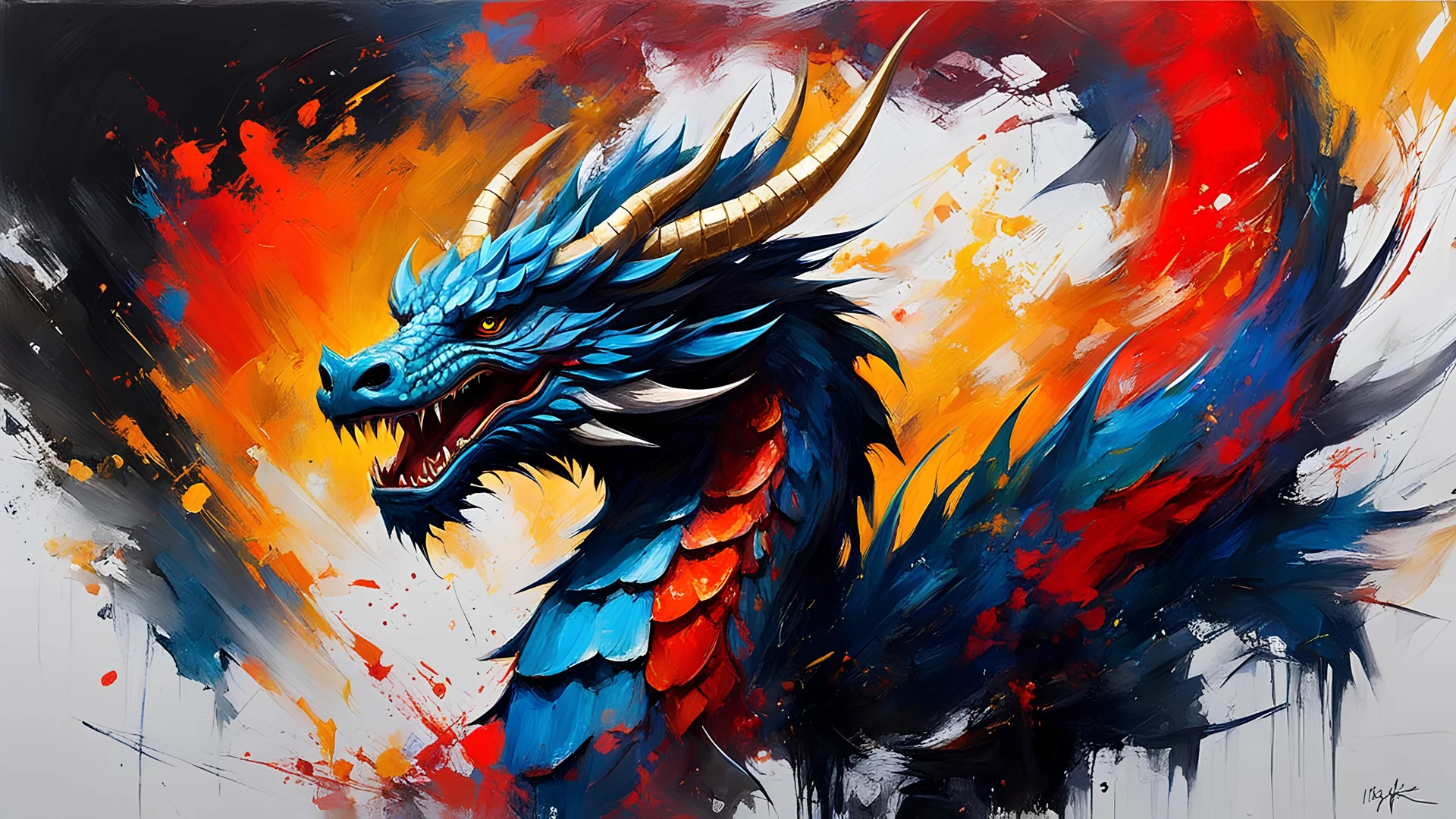 acrylic illustration, acrylic paint, oily sketch, (masterpiece:1.2), best quality, PIXIV, Chinese dragon, by [Iryna Yermolova | Conor Harrington]