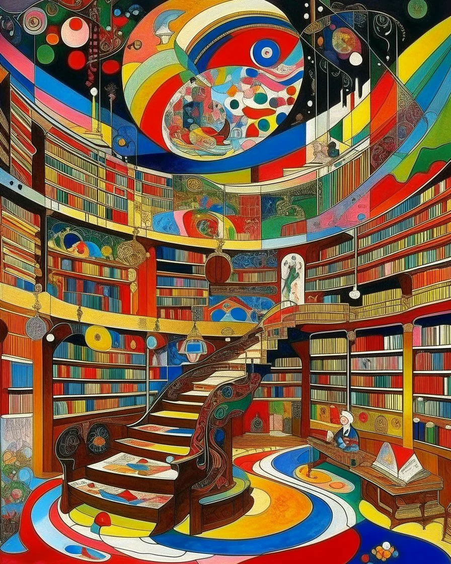 A library filled with magic painted by Wassily Kandinsky