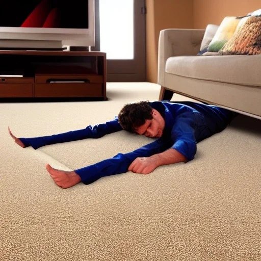 Carpet tunnel man in tv