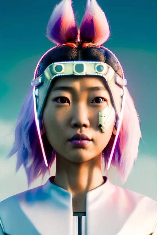 portrait, Asian cyborg woman, samurai warrior :: symmetry photography, cyberpunk style, cyborg eyes, pink hair :: wires connect, perfect eyes, samurai helmet, tiger mask, black samurai army, katana, ghost in the shell, pink, white, black, glow eyes, cinematic, Ultra realistic, dark scene, soft color, highly detailed, unreal engine 5, RTX, ultra detail, 3d, finely drawn, high definition.