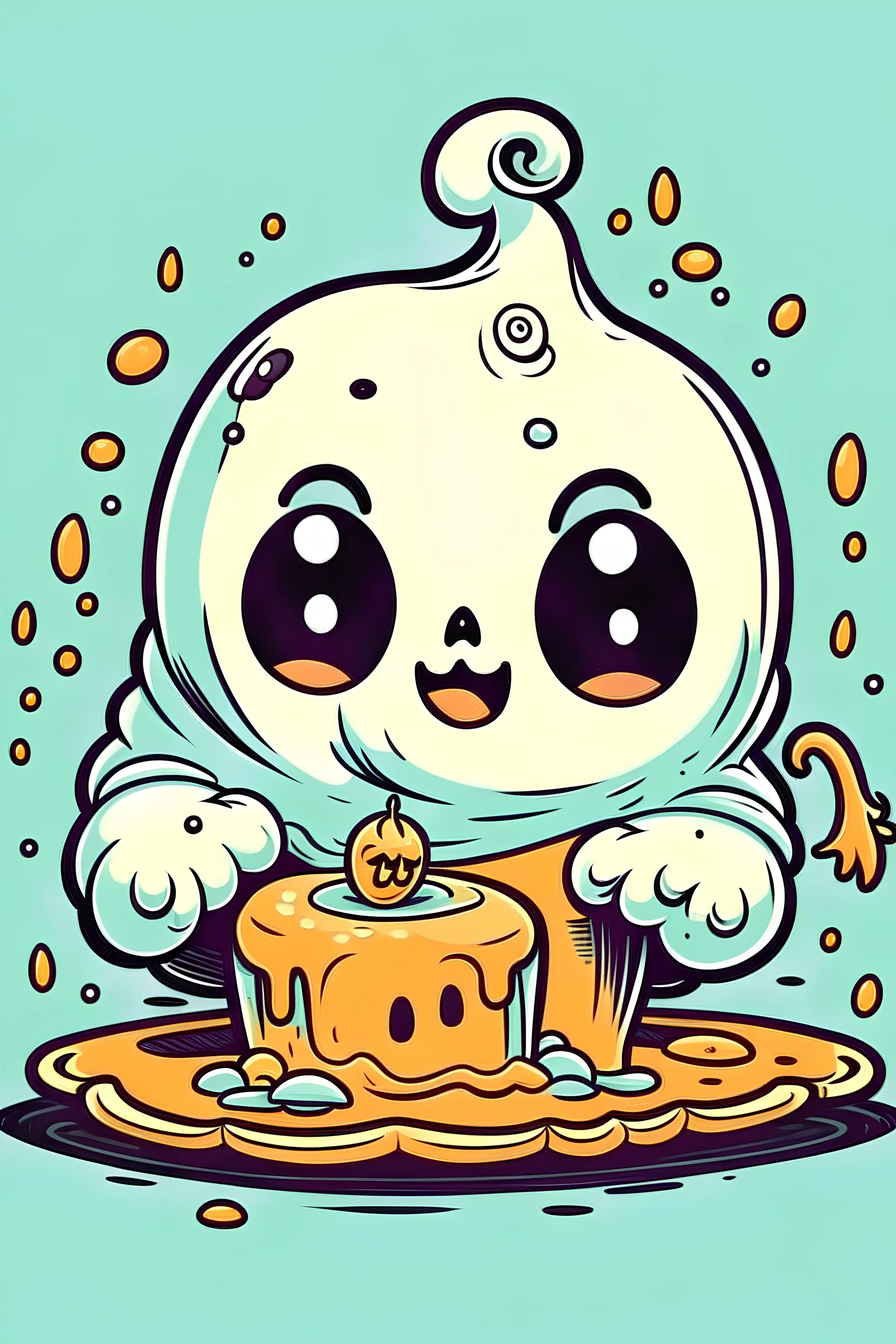 Cute Spooky Ghost retro celebrating his birthday halloween