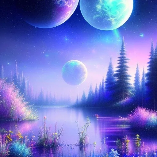 one big Cosmic crystal subtle in a galactic ambiance , blue lake, delicate flowers, delicate colors, bin the foreground, full of details, smooth，soft light atmosphere, light effect，vaporwave colorful, concept art, smooth, extremely sharp, masterpiece, best quality, blue skinned, sparkling,8k, , sun light, 8K, RAW, depth of field,high contrast,