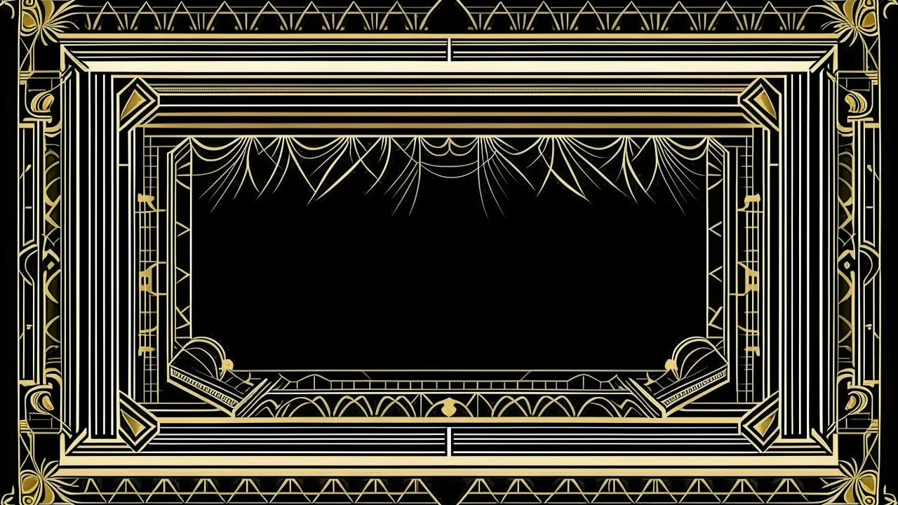 gold art deco delicately designed border on a black background