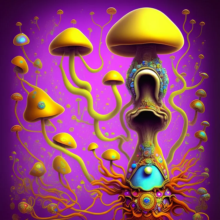 hippie mushroom cartoon character salvador dali trippy