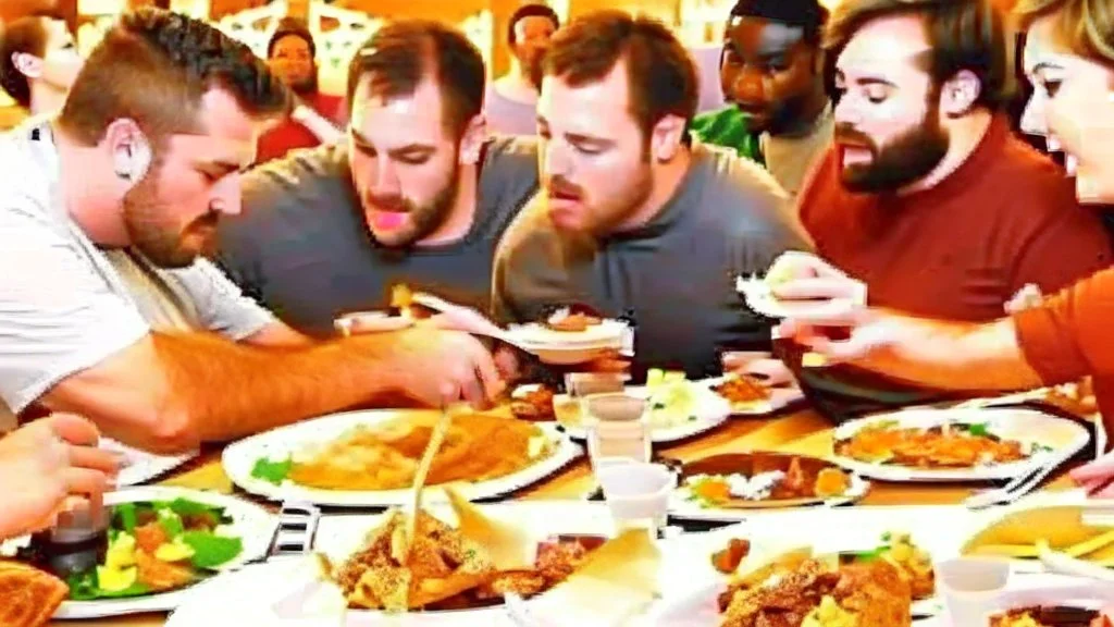 overeaters anonymous support group challenge each other in all you can eat contests