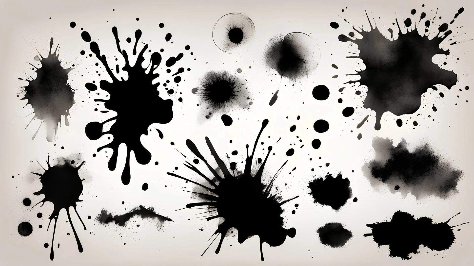 Set of black ink style stains brushes and textures