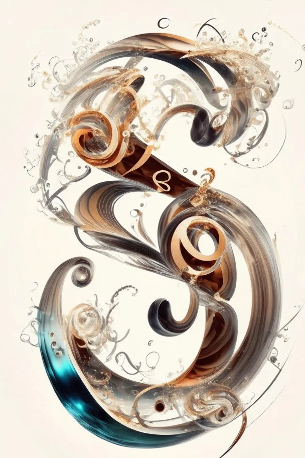 Foreign letters on a transparent background in a swirl, in a dance