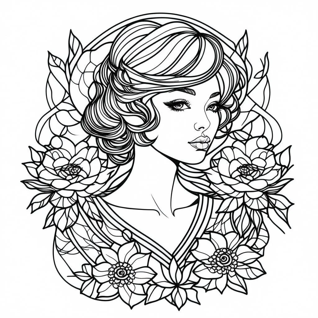 line art, vector, svg, coloring book, coloring book page style, black outline on white background