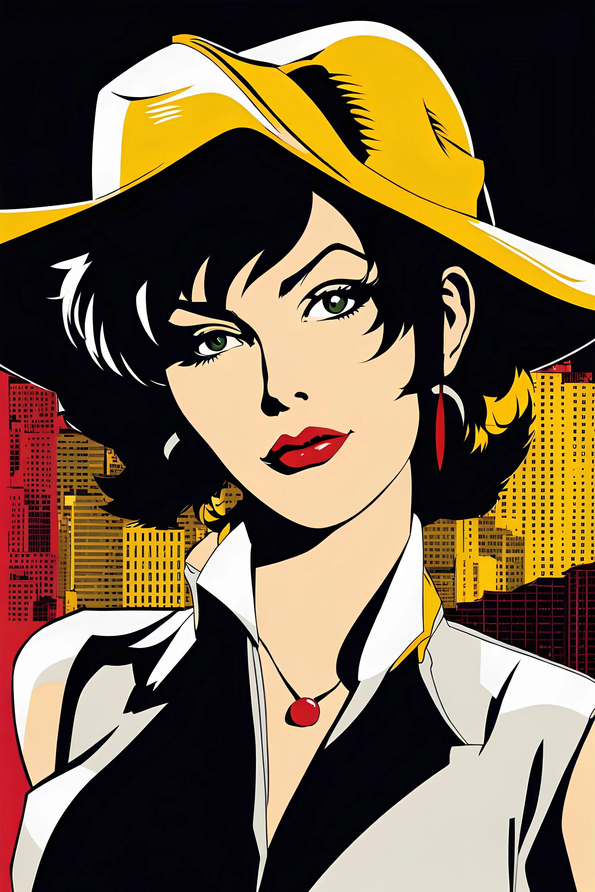 Faye Valentine From Cowboy Bebop, Andy Warhol Style Pop Art, and Very Detaled