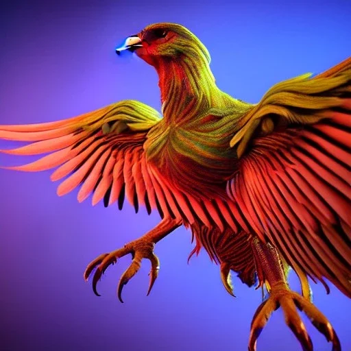 bird like creature, wings, feathers, another dimension, hyperepic, big, beautiful, attractive, colourful, carnivore, deep colours, 8k resolution, dynamic lighting,ultra hyperdetailed, intricately detailed, Unreal Engine 5