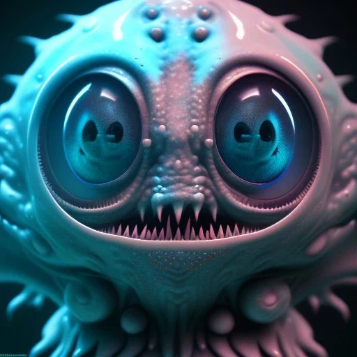 Cute fluid ink creature, big black eyes, unreal engine 5, 8k resolution, photorealistic, ultra detailed