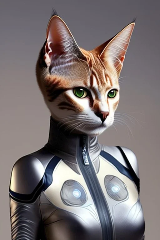 Portrait of a cat which is dressed like Seven of Nine Star Trek