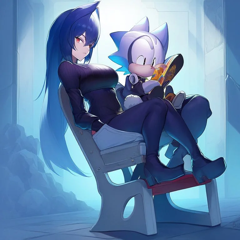 Rouge the Bat from the Sonic the hedgehog Games, sitting in a chair