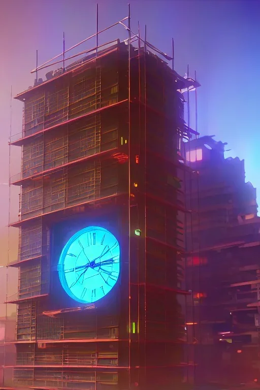 futuristic pinhole camera in Kente, rusted clocks lens, cinematic, scaffolding, cyberpunk, 8k quality