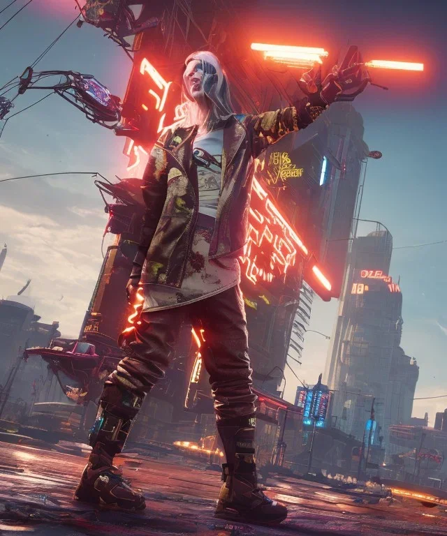 Billie Eilish, in stockings, cyberpunk2077