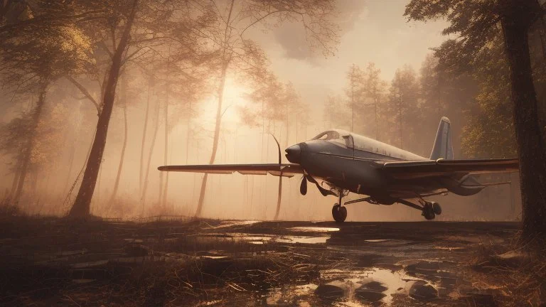 airplane vue burning forest realistic, cyberpunk modern photorealistic, in the style of , Deviant art, sunlight, post-processing intricate details Octane elegant Unreal Engine cinematic fine details reflections