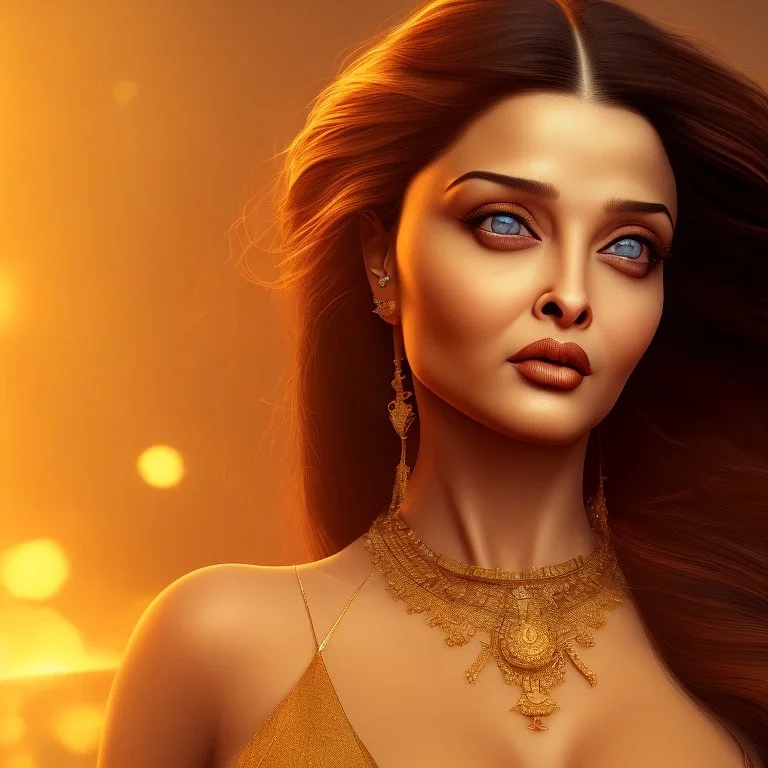 aishwarya rai , hot goddess, by Mahmoud Sai, Cartographic, Golden Hour, Closeup-View, 16k, Lumen Global Illumination, Diffraction Grading ,beautiful ,circuitry, jewelry