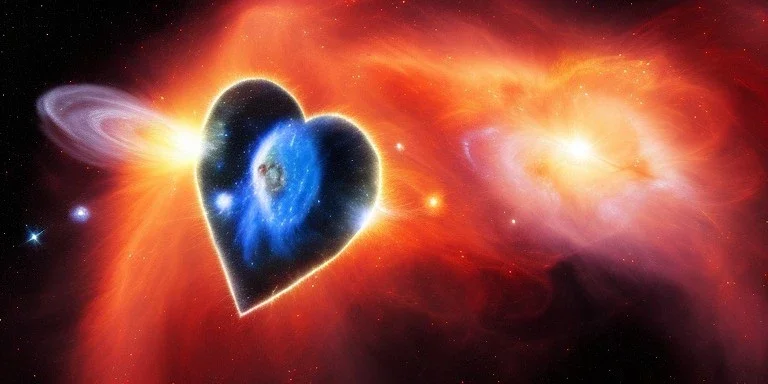 earth in a heart shaped nebula