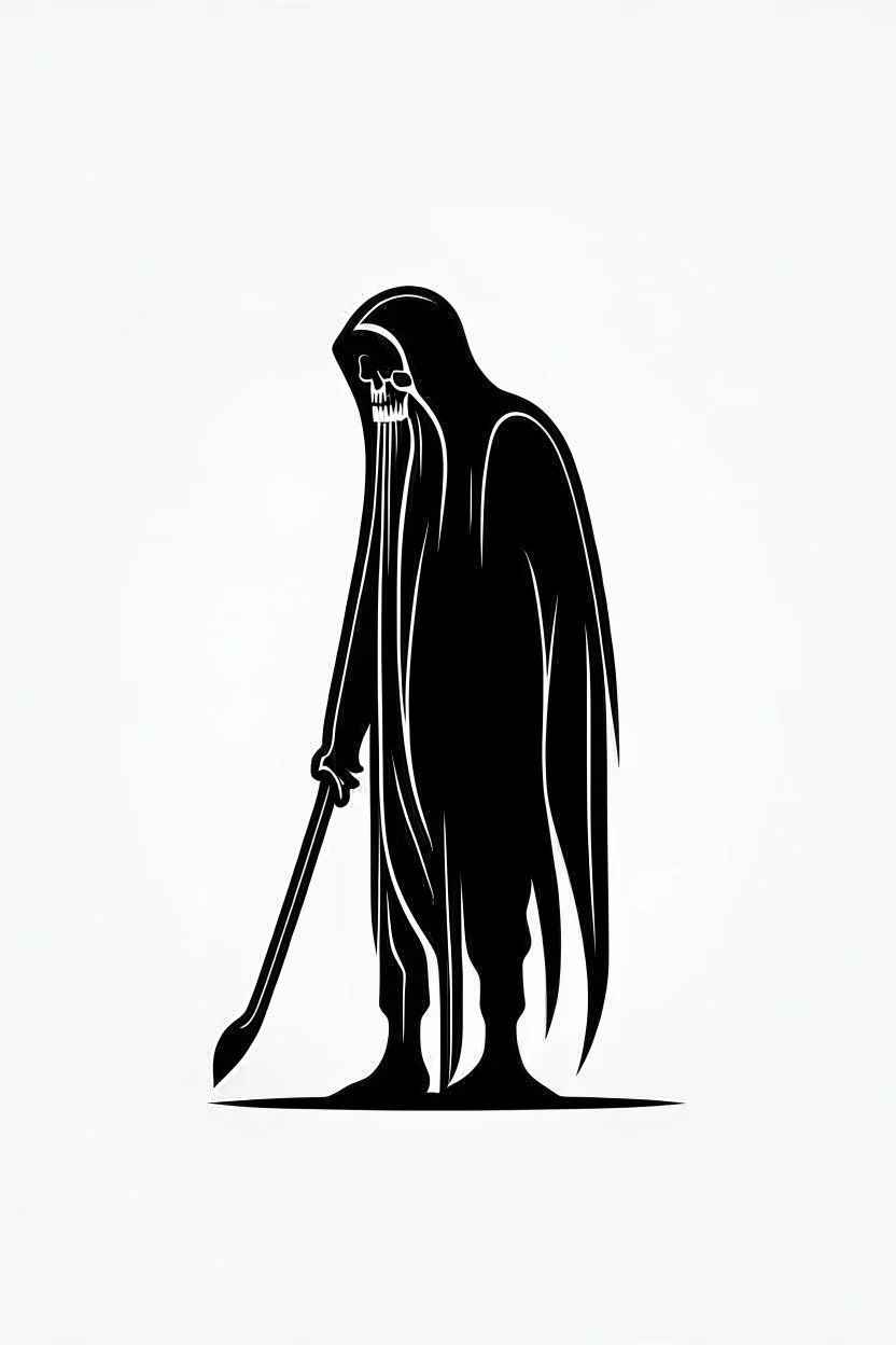 Extremely simple logo representing the shadow of the grim reaper. Black on white background