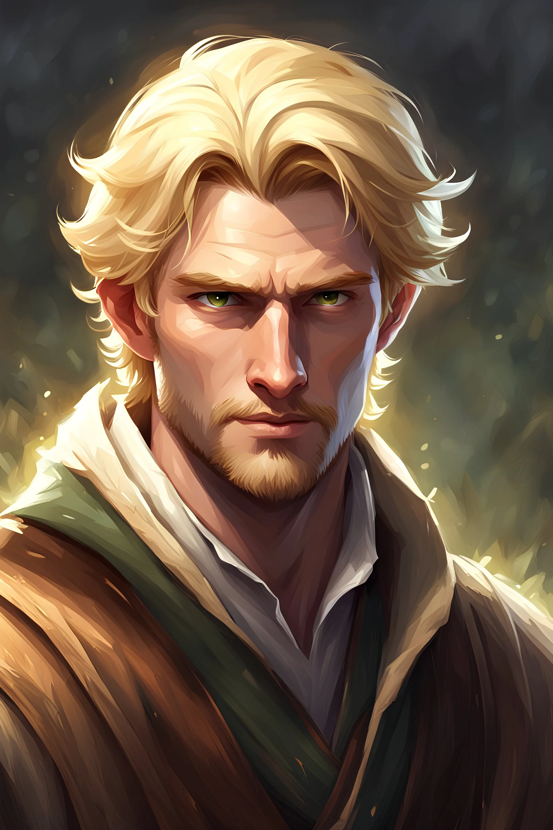 illustration {a blonde man, villager, fantasy} digital art, semi-realistic, fantasy