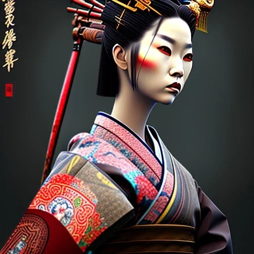 Beautiful geisha samurai