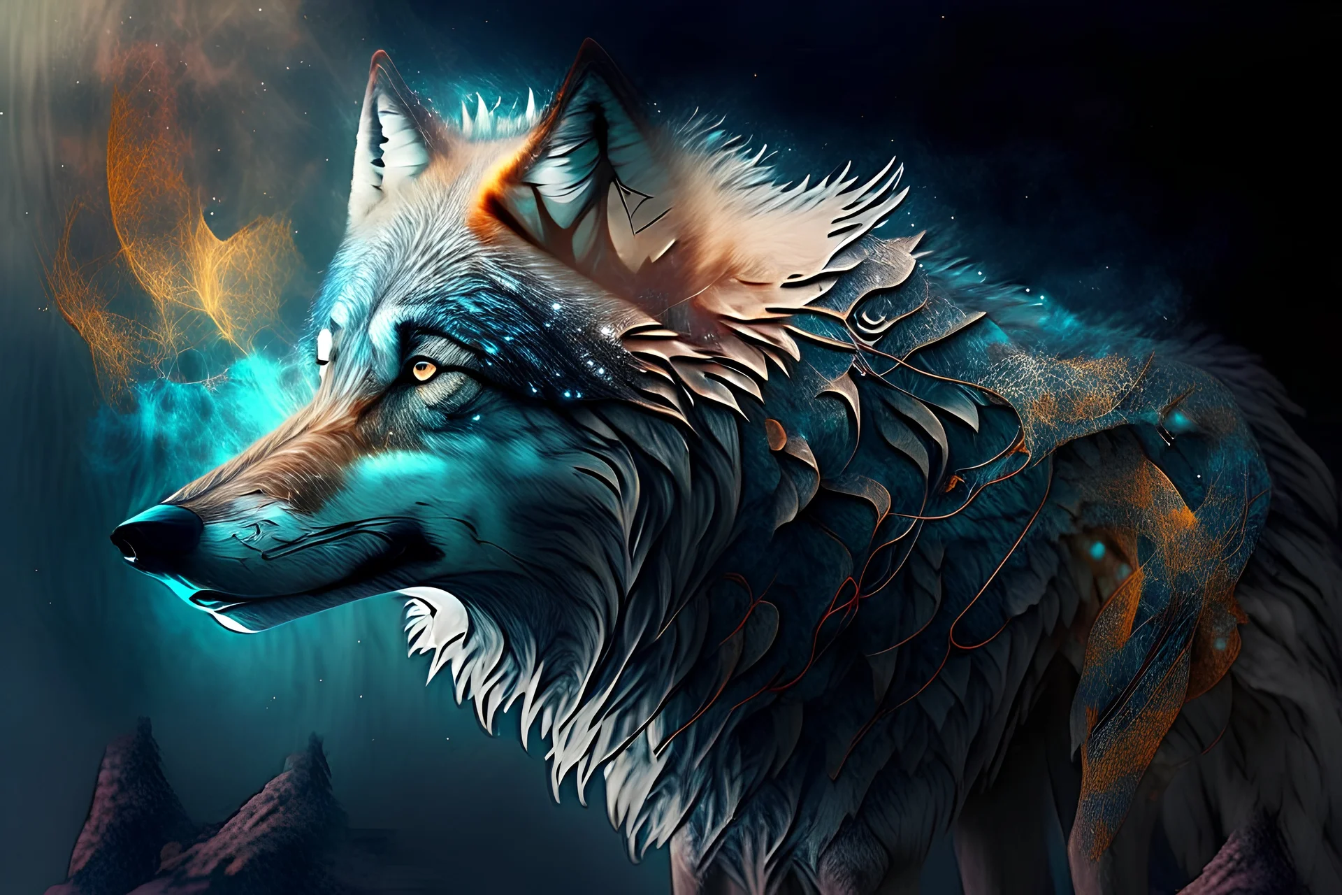Magnificent imaginary wolf