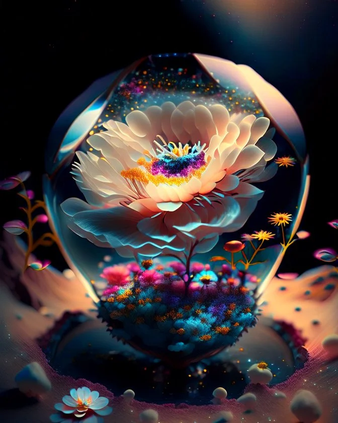 A flower that blooms into a miniature universe