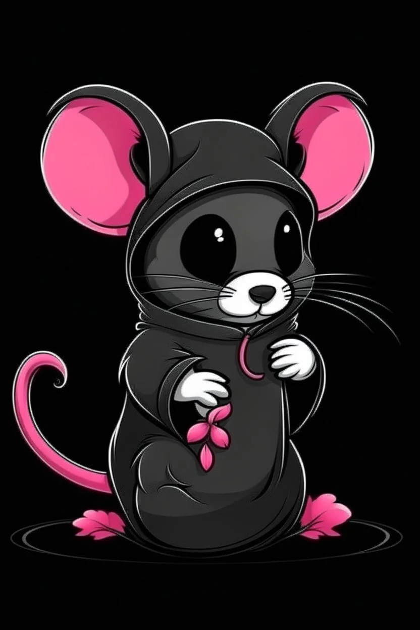 cute mouse grim reaper pink and black