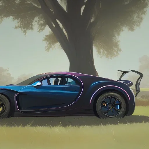 Painting bugatti chrash with a tree