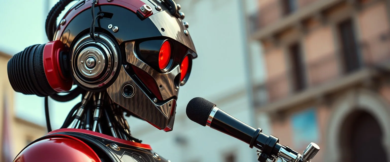 full figure hi tech colombian mafia rasta robot on sicilia