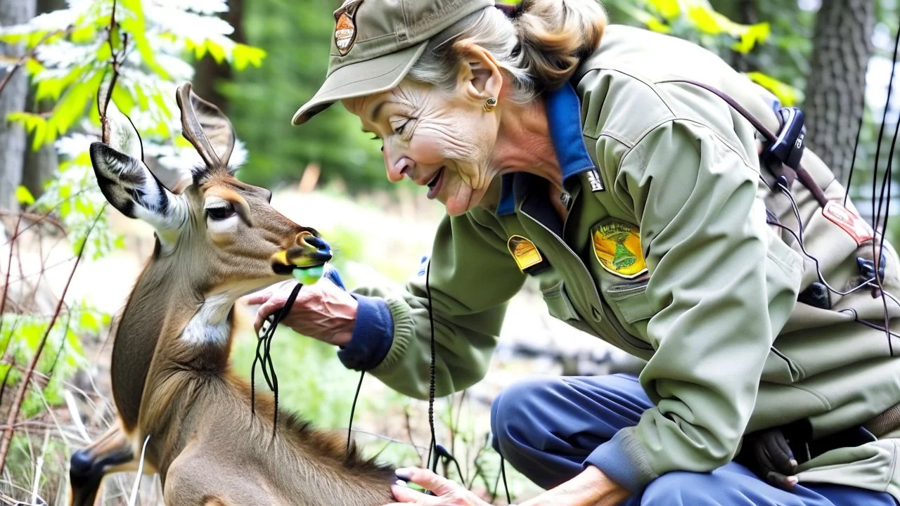 lady givig CPR on deer