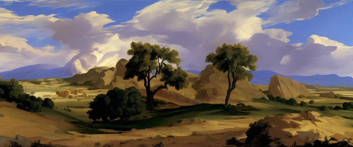 texas hill landscape by poussin