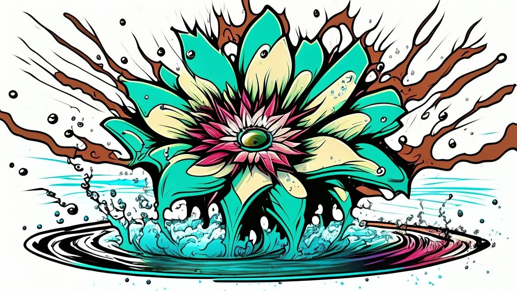 comic style flower & water vortex