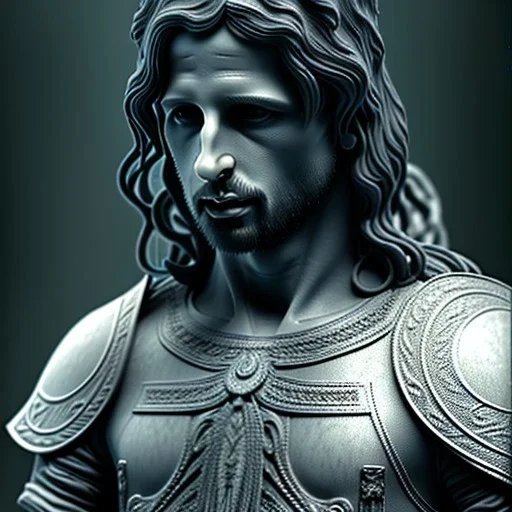 White Sculpture aragorn, full body, Rome sculpture style, full body, fresco background, hyper realistic, 8k,