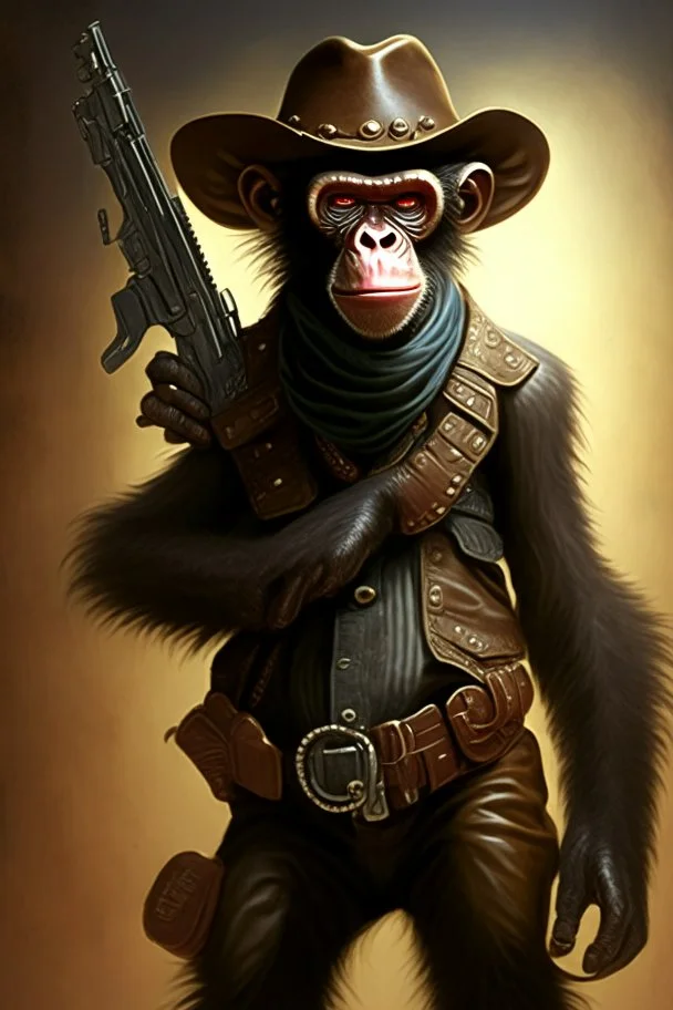 bounty hunter monkey cowboy with pistols