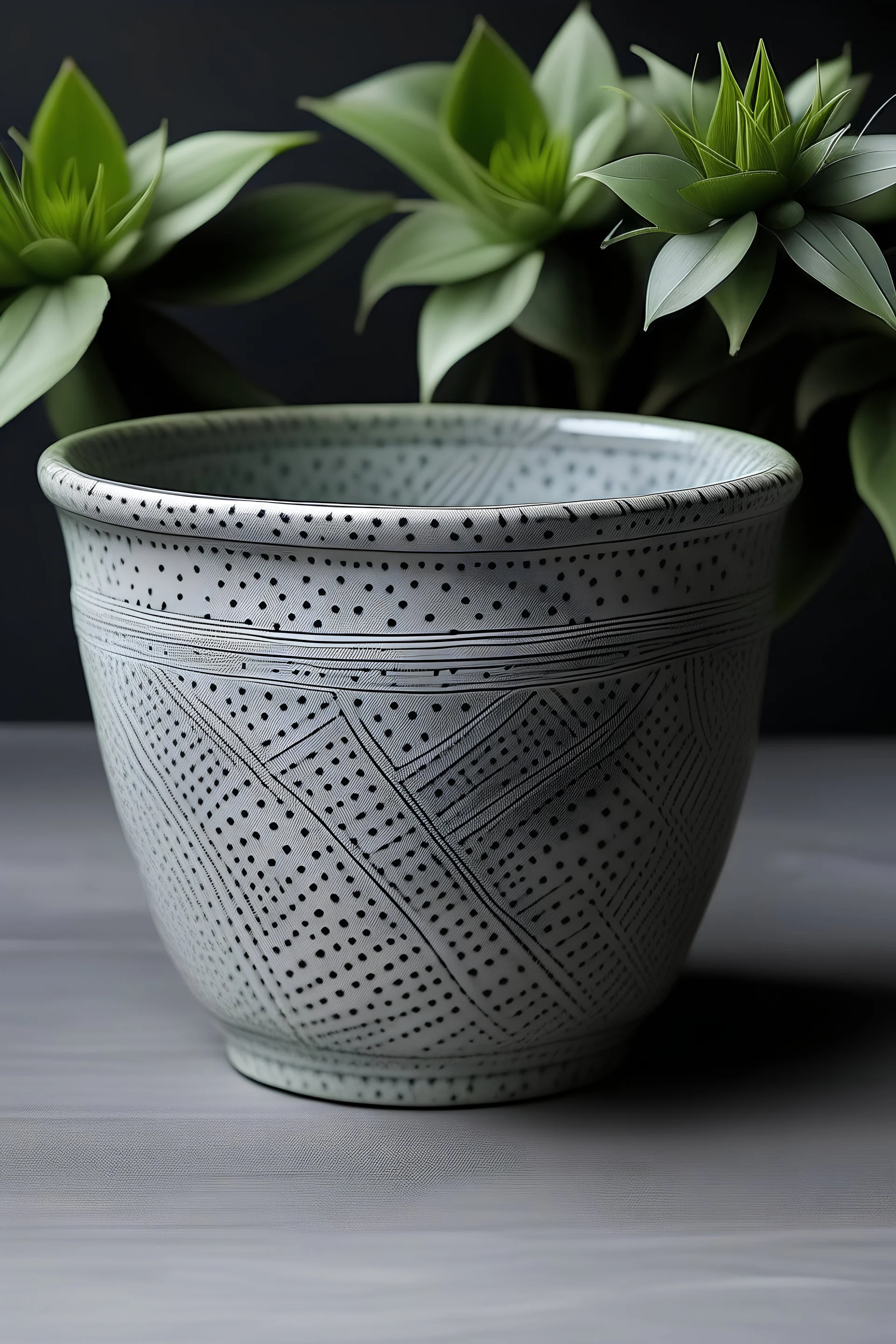 textured flower pot with big stars