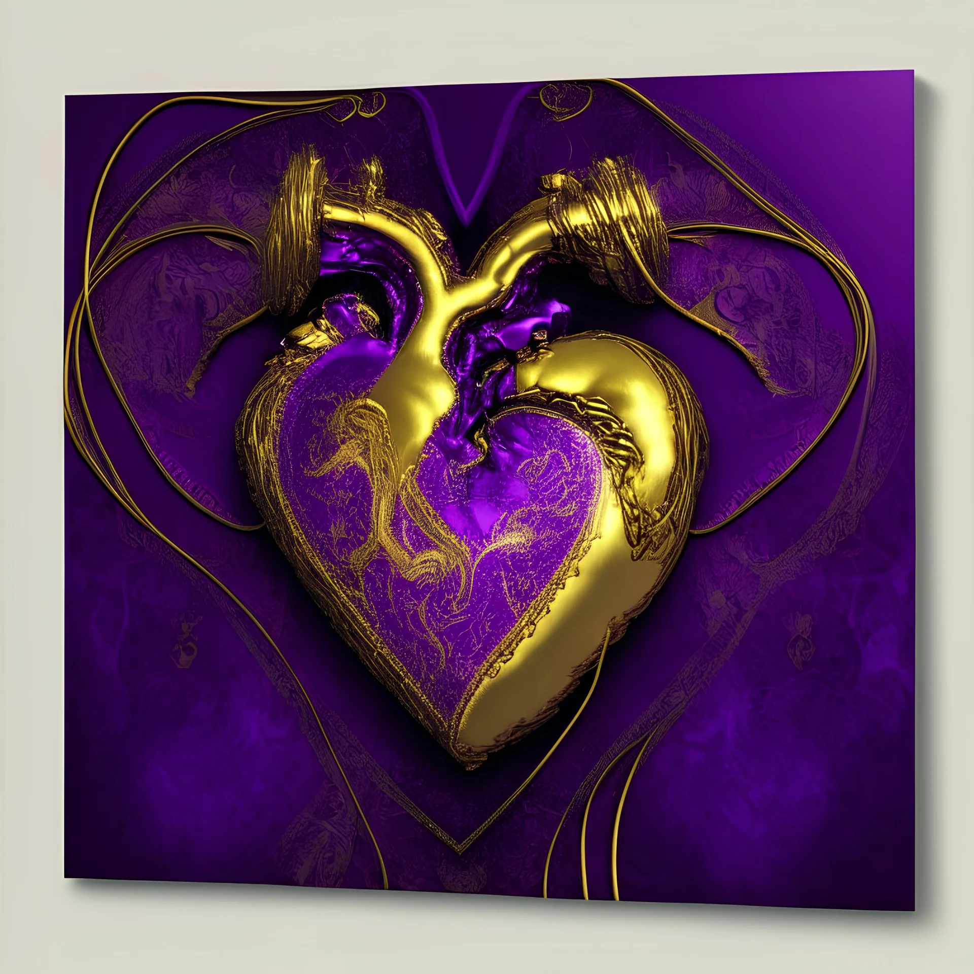 electric heart in purple and golden tapestry