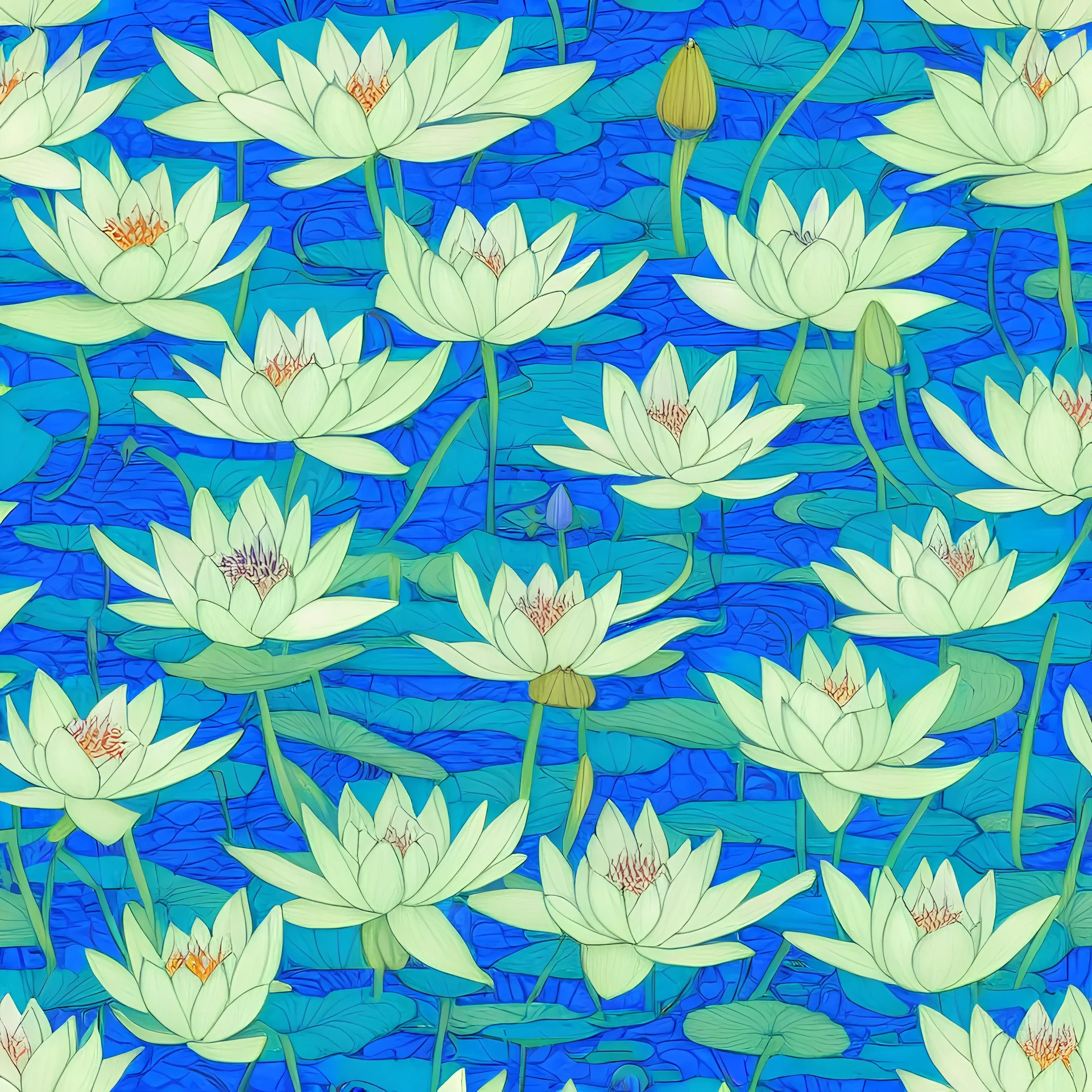 Wall Mural Blue lotus on spring background 