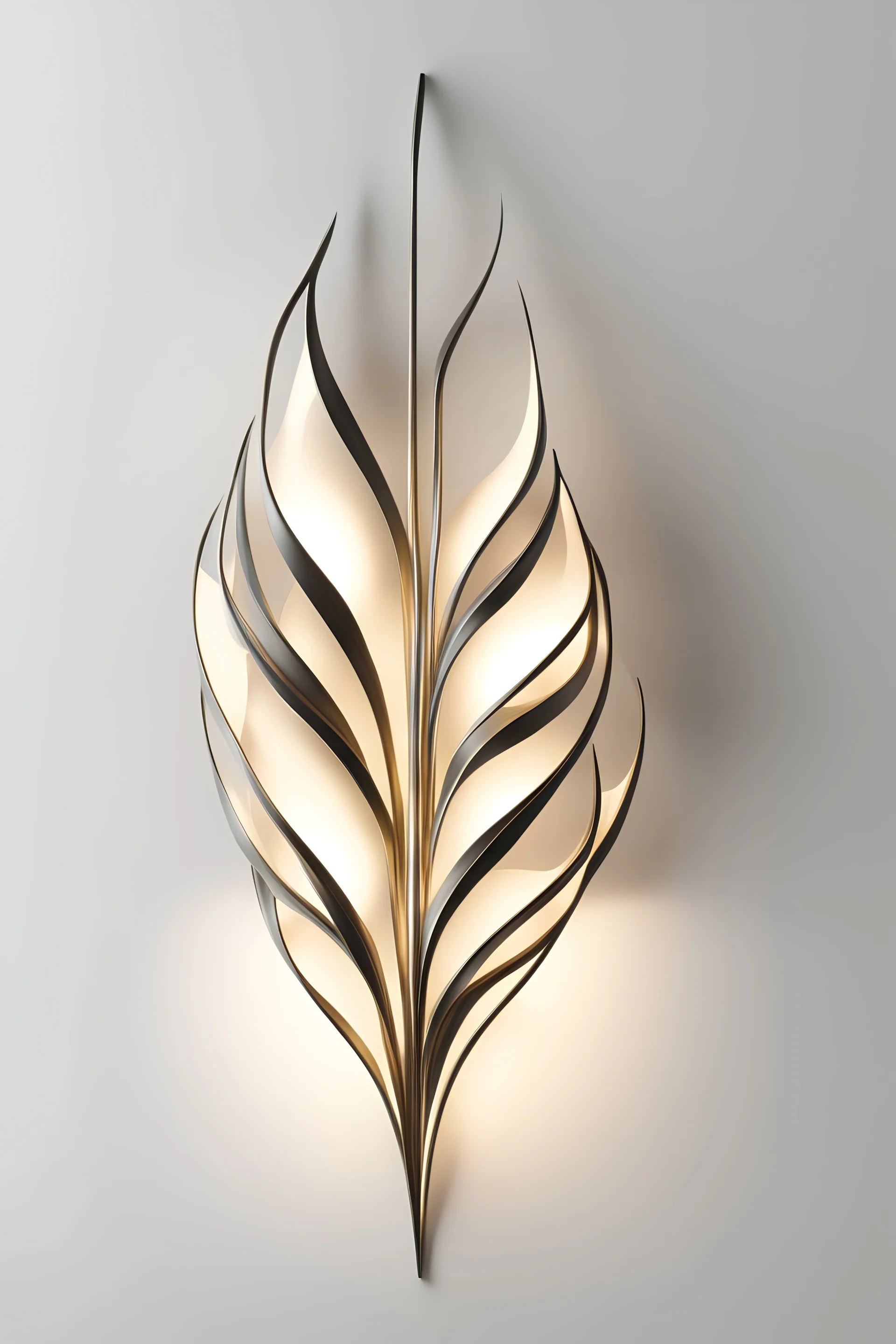 Wall lamp inspired by leaf, nature design. contemporary abstract form in fancy style