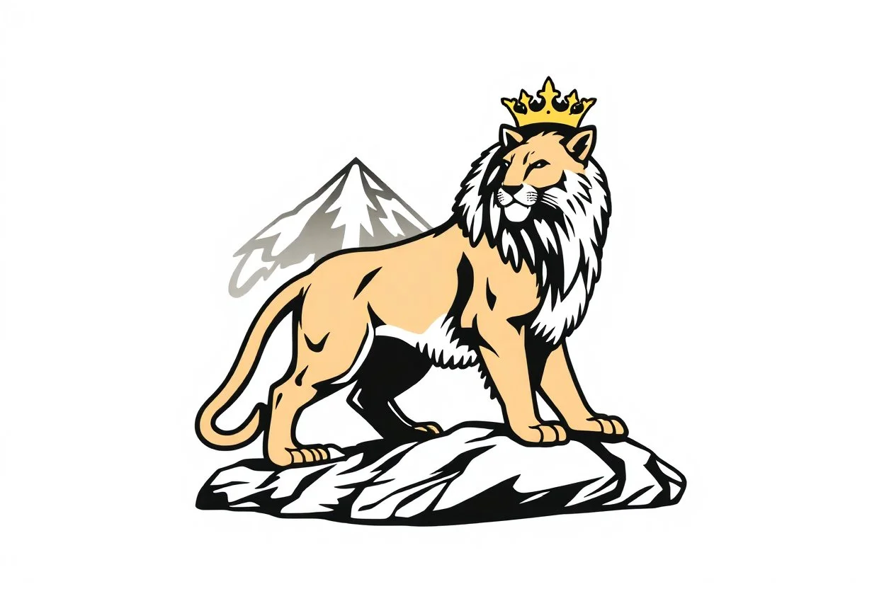 a mountain lion in a royal lion position like on flags or crests, vector