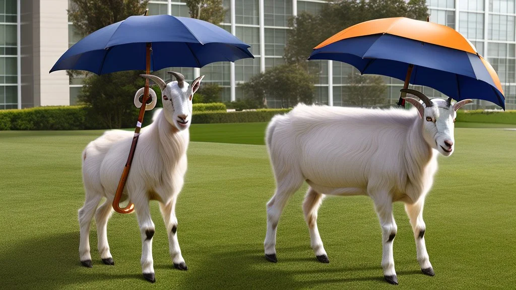 Goat holding a cisco branded umbrella in the AWS cloud