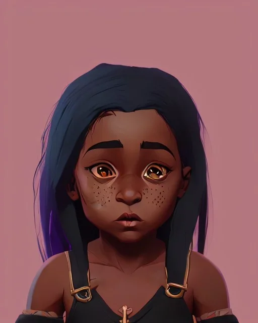 Portrait of a sweet dark skinned toddler witch girl with long dark hair