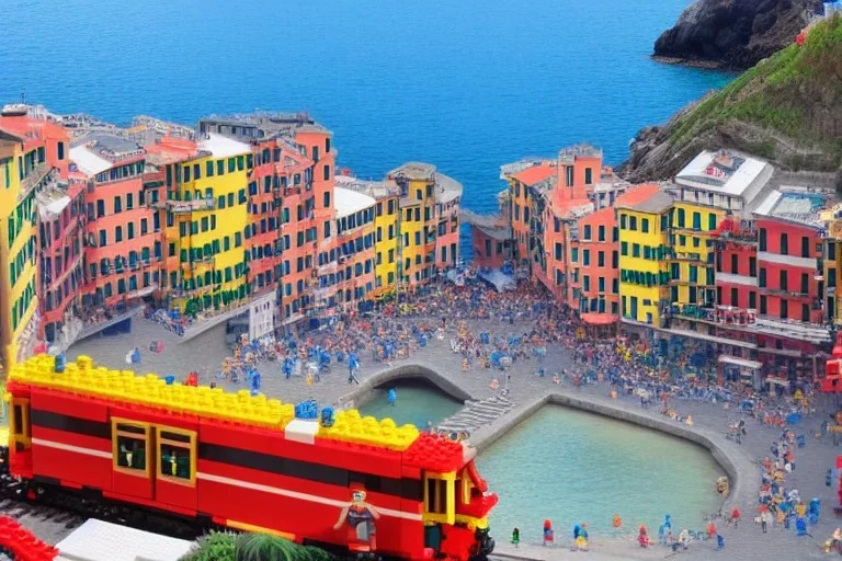 Lego Train in lego riomaggiore italy sea town lego