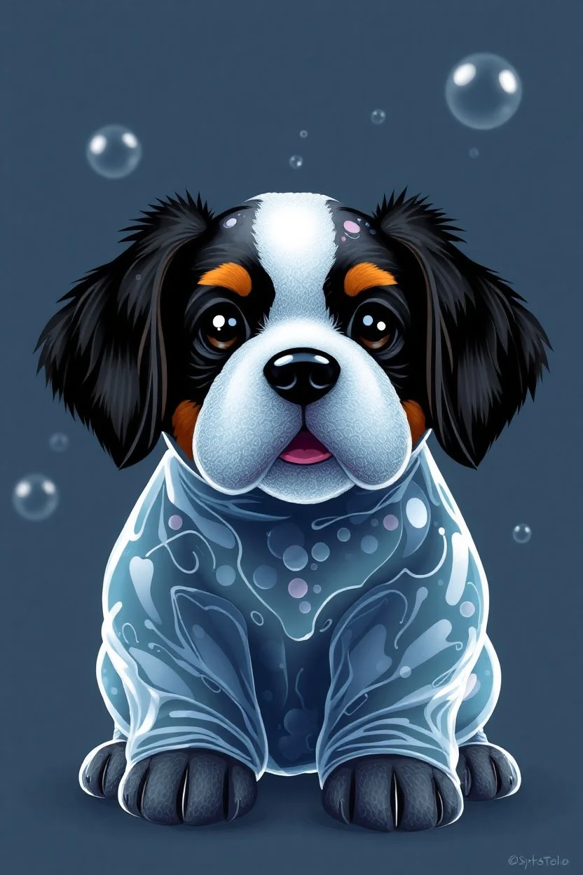 cute dog, bubble wrap art