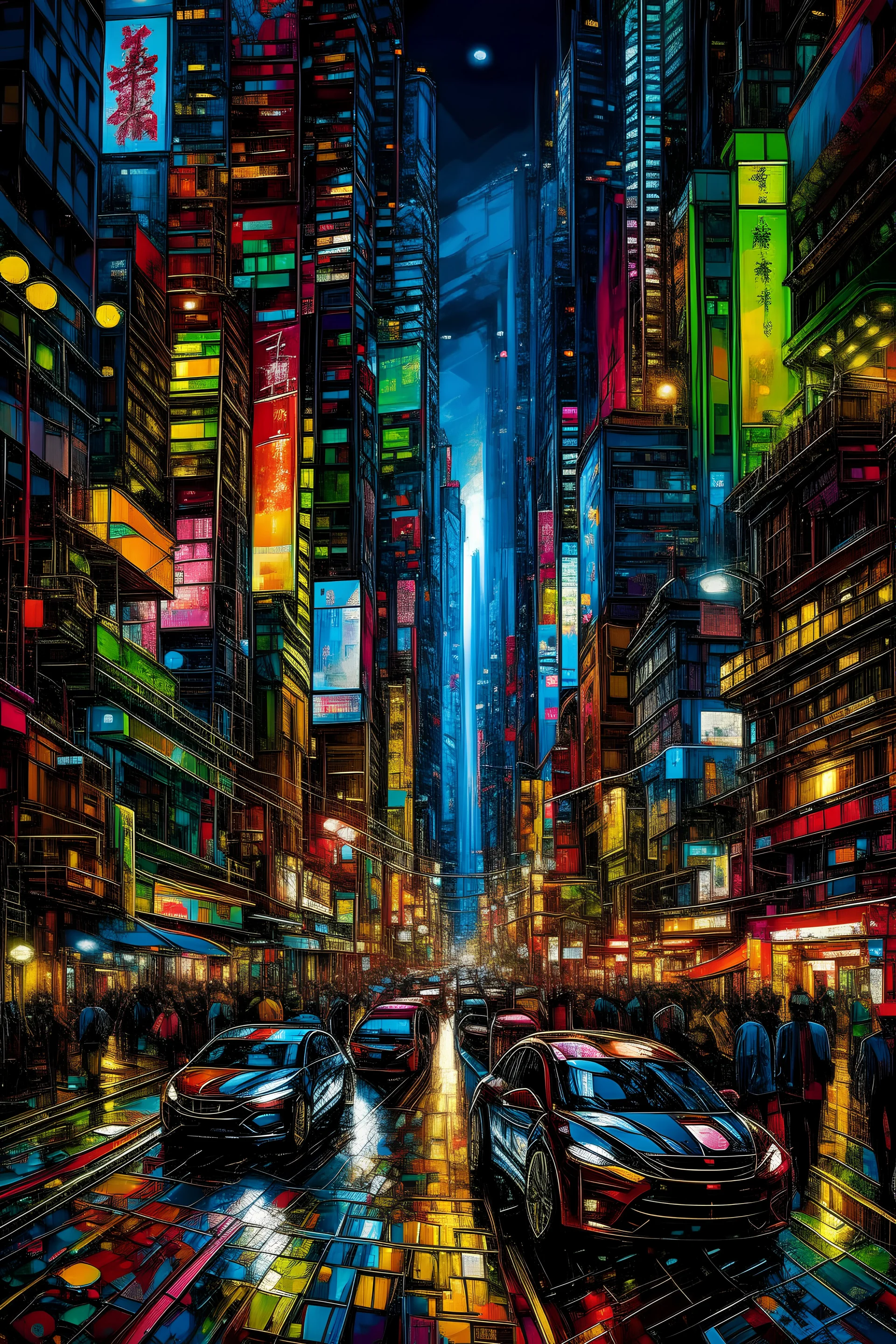 In a bustling metropolis pulsating with neon lights and futuristic skyscrapers, Lily finds inspiration amidst the chaos, her eyes alight with the energy of creativity. Surrounded by the hustle and bustle of city life, she sets up her easel on a crowded street corner, capturing the vibrant rhythm of urban existence with bold strokes of color and light. Passersby pause to admire her work, their faces reflecting a kaleidoscope of emotions, as the city skyline twinkles in the background like a canva