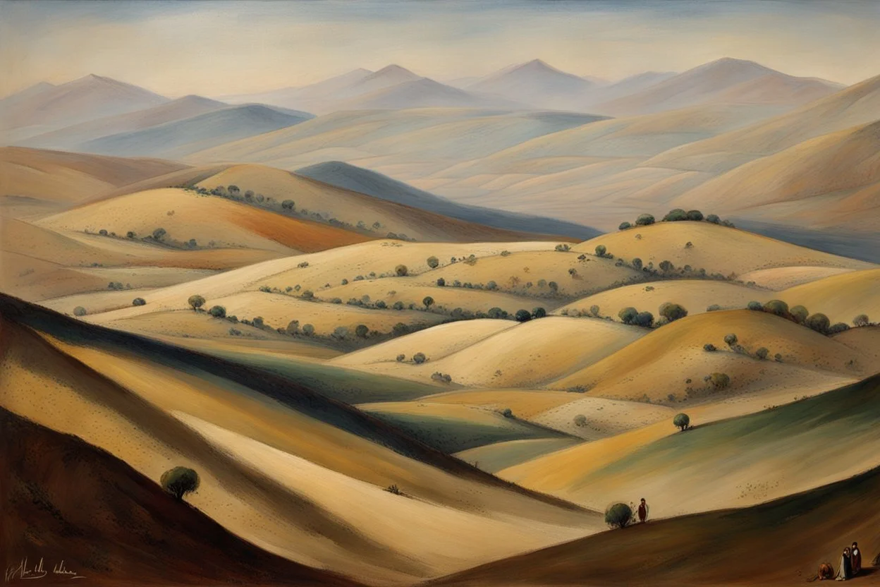 hills Iran.19th painting