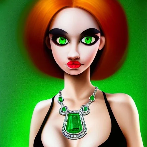 fullbody portrait of beautiful booty young busty atletic amazon Redhead woman with big eyes with big emeralds necklace by Anthony Devas 8k