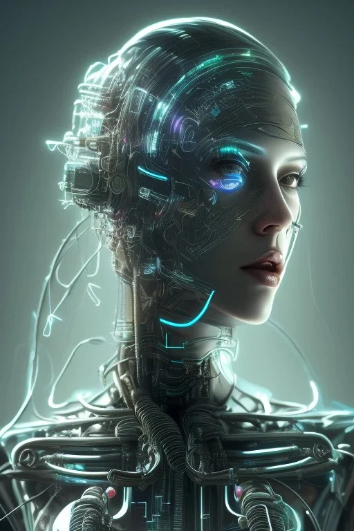 cyberpunk, head, women, portrai, open mouth, perfect skin, tron, cyborg , perfekt, real, dream, hr giger